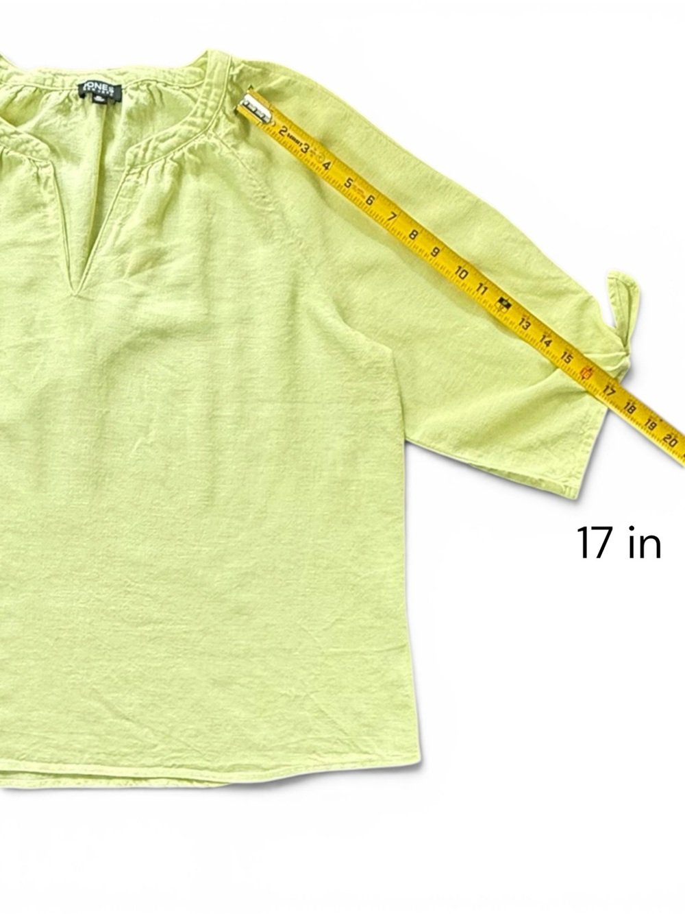 Jones New York Women's Linen Blend Split Neck Top Lime Green Size XL - Picture 10 of 11